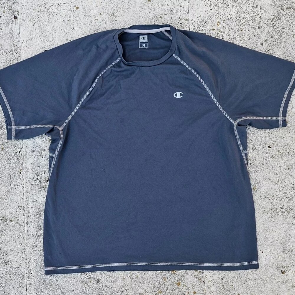 Champion Men Tee Navy Polyester Athletic Sport Top T Shirt Size M